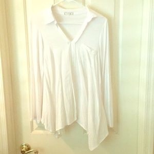 Pleione white semi-sheer top